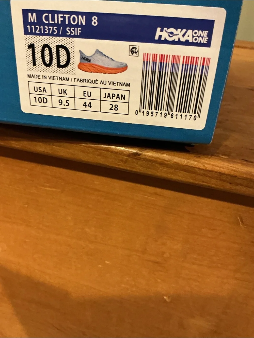 Hoka ONE Clifton 8 Light Blue and Orange Athletic Sneakers Men’s 10 1121375